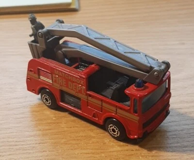 1997 MATCHBOX RED SNORKEL FIRE TRUCK MB FIRE DEPARTMENT IN GOLD GRAY LADDER - Image 1 of 4