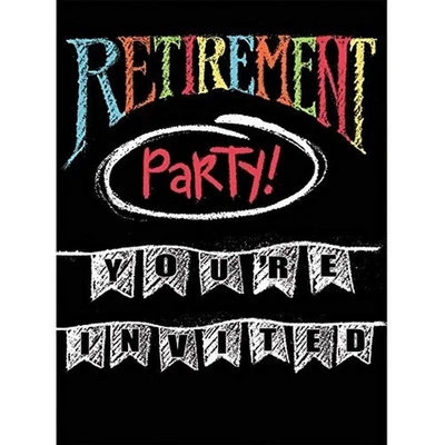 Creative Party Chalk Board Retirement Invitations (Pack of 8) (SG30250) - Image 1 of 2