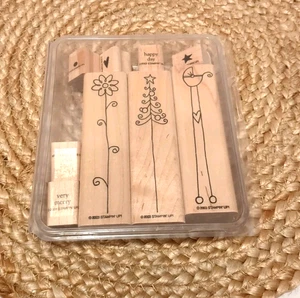 Stampin' Up rubber stamp set, NICE & NARROW 2003 Flower Tree Baby - Picture 1 of 2