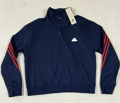 Chaqueta de Pista Adidas 3 Rayas Botón a Presión Azul Marino Rojo IX1124 Para Mujer XL NUEVA CON ETIQUETAS $70 Foto 1 de 4