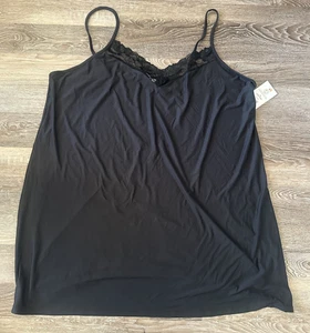 Joyspun Colección Suave Borde de Encaje Chemise Calce Relajado Negro Mujer 3X 22W-24W - Imagen 1 de 5