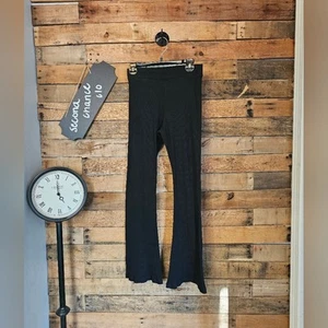 PINK VS Women's Black STRETCH COTTON RIBBED FLARE LEGGING Size M - Picture 1 of 12
