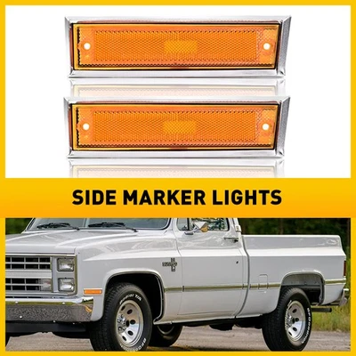 2X Front Fender Side Marker Lamp For Chevrolet 81-91 C10 C20 C30 GMC C1500 C2500 - Image 1 of 4