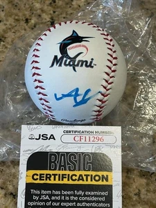 ANDREW SALAS MIAMI MARLINS PROSPECT SIGNED LOGO BASEBALL RARE JSA COA - Picture 1 of 3