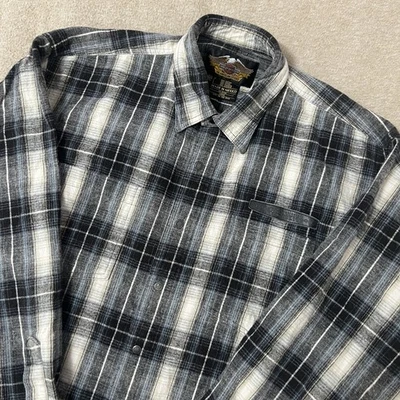 Harley-Davidson Snap Button Flannel Shirt Men L Plaid Western 100% Cotton Y2K - Image 1 of 4