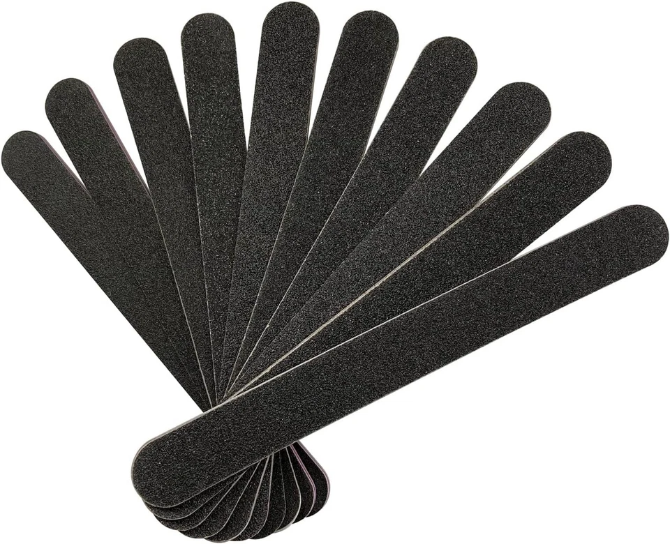 10 PIEZAS Limas de Uñas Profesionales Doble Cara 100/180 Grano Esmeril Tableros Negro Foto 1 de 4