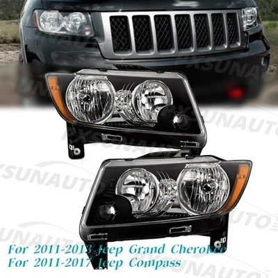 Par de faros halógenos para Jeep Grand Cherokee/11-17 2011-2013 faros brújula Foto 1 de 4