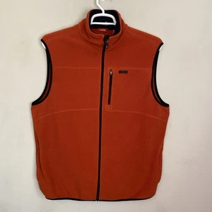 IZOD Orange Fleece Vest Full Zip Jacket Mens Size large Phone Pocket Football - Picture 1 of 7