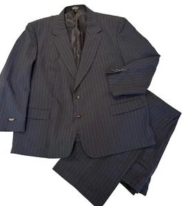 Haband Executive Division Men’s 2-Piece Navy Pin Stripe Suit 50 x 30.5 Jacket 54 - Picture 1 of 6
