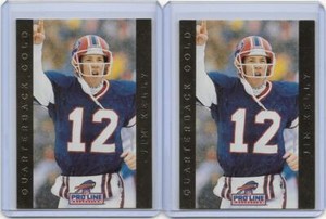 (2) JIM KELLY BUFFALO BILLS VINTAGE CARDS 1992 PRO LINE GOLD FOIL CARD #10