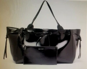 Brandneu mit Etikett schöne Designer-Tragetasche KAREN MILLEN schwarz zum Patent übergroße Tragetasche/Handtasche - Bild 1 von 3
