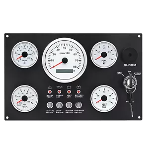 5 Gauge Set with Instrument Panel 0-8000 RPM Tachometer For Marine Boat Yacht - Picture 1 of 10