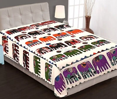 Indian Ethnic Single Kantha Handmade Cotton Quilt Bed Cover Throw Blanket Gudari - Image 1 of 4