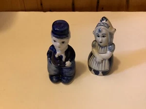 Vintage Delft Blue Holland Blue Boy & Girl 3” Salt & Pepper Shaker Set MINT - Picture 1 of 6