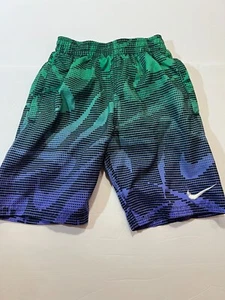 Nike Boy's Multicolor Flat Front Pixel Swoosh Volley Comfy Swim Trunks Size XS/6 - Picture 1 of 5