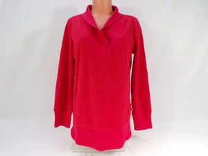 Vintage Nick & Nora Red Fleece Sleepwear Cowl Neck Top Women's Small Pockets B25 - Picture 1 of 9