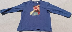 Bobbie Brooks Womens Holiday Navy Christmas Stocking Sweatshirt Size XL 16/18 - Picture 1 of 3