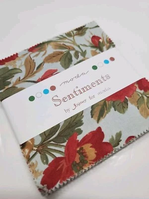 3 Sisters Fabric Sentiments 5 Inch Charm Pack Christmas Moda OOP Quilt Square - Image 1 of 2