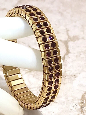 Bracelet Amethyst Jewelry gift for her 96 Gems HANDSET 24K GOLD present for wife - Image 1 of 4