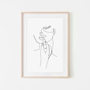 Lipstick Women One Line Art Drawing Wall Prints. Perfect Minimalist Decor - Bild 1 von 8
