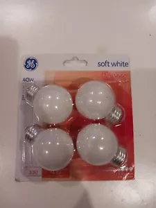 GE Bulb Crystal Frosted NOT LED 40 Watt Medium Base 330 Lumen G16.5 -4 Bulbs - Picture 1 of 2