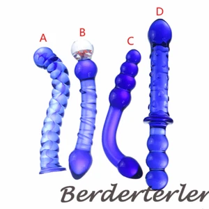 Blue Glass Anal Plug Buttplug Smooth Anal Dildo Anal Dilator Butt​ Plug Sex Toys - Picture 1 of 28