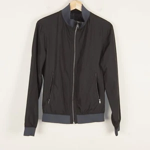 Zara Black Full Zip Lightweight Windbreaker Bomber Jacket Mens Sz S - Picture 1 of 11