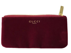 Gucci Red Velvet Beauty Pouch Pre Own Excellent Condition Authentic