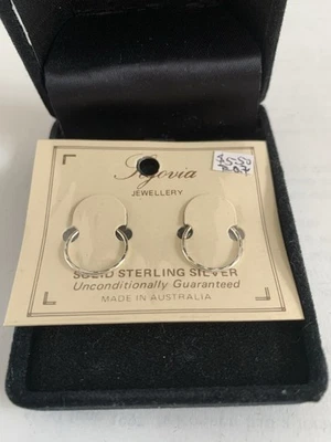 Genuine 925 Sterling Silver 10 - 60 mm Hoop Ring Sleeper Earrings 12 Patterns - image 1 of 4