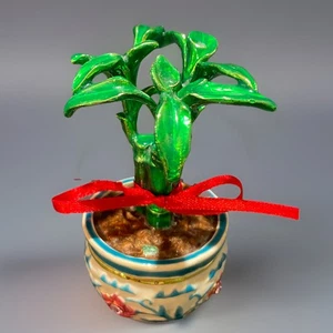 Glückliche Bambus Emaille Schmuckschatulle - leuchtet unter Schwarzlicht fluoreszierend - 3,5" - Bild 1 von 13