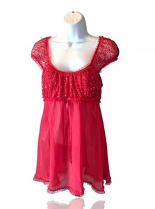 Ambrielle Ladies M Sheer Babydoll, Red, Sequins. NS-9 - Picture 1 of 7
