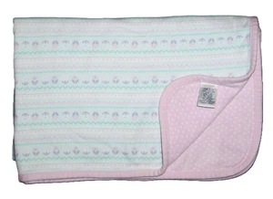 VTG Gymboree 1998 Snow Angel Baby Winter Blanket Pink Purple Flowers Polka Dots - Picture 1 of 4