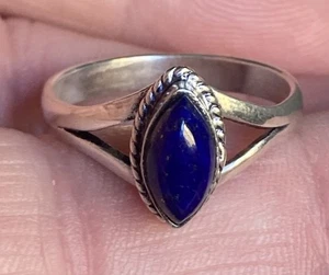 Bellissimo anello vintage in argento sterling 925 con pietra marchesa lapislazzuli misura 9,5 usato in ottime condizioni! - Foto 1 di 15