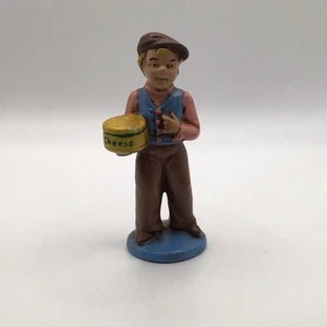 Boy/Man Holding Wheel Of Cheese Hand Painted 4.5 Inch - Picture 1 of 5