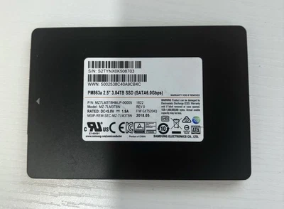 MZ-7LM3T8N Samsung PM863a 3.84TB SATA 2.5in SSD MZ7LM3T8HMLP Health ~ 94% - Image 1 of 2