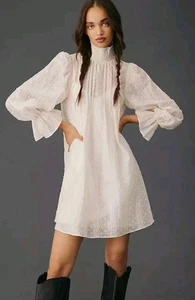 Anthropologie English Factory Embroidered Organza Mock-Neck Mini Dress Med NWT - Picture 1 of 12