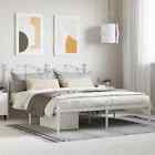 Metal Bed Frame With Headboard White 160X200  T2d7