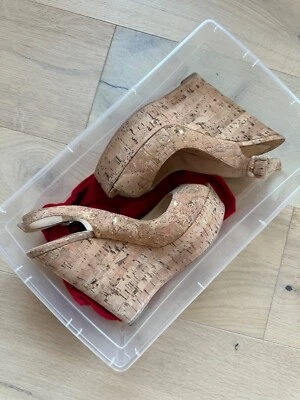 Подлинный Christian Louboutin на танкетке слинга пробки сандалии туфли 38 7,5 - Изображение 1 из 4