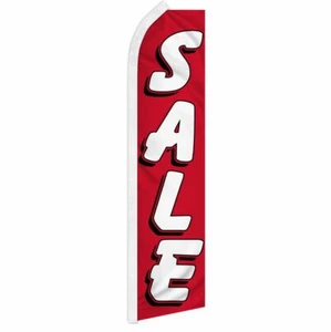 "SALE" advertising super flag swooper banner business sign discount deal red wht - Picture 1 of 10