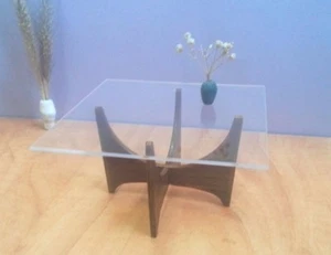 Glass&Wood Square COFFEE TABLE 1:12 Miniature Dollhouse Furniture,Modern Design - Picture 1 of 9