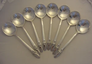 8 NICE FIRST LOVE 1937 SILVER PLATE GUMBO SOUP SPOONS LOT *179 - Picture 1 of 3