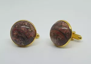 Luxury semi-precious gemstone cufflinks, Indonesian snake-skin Jasper cufflinks - Picture 1 of 6