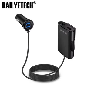 4 Port Multi USB Auto Ladegerät Rücksitz Adapter QC3.0 mit 1,8 m Verlängerungskabel - Bild 1 von 2