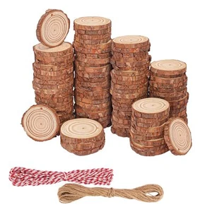 89 PCS Natural Wood Slices with Hole for Crafts Diameter 3.15-3.54 Inch Perfe... - Picture 1 of 7