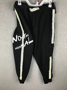 Studiofit Cargo Joggers Youth Girls Large Black Neon Green Elastic Waist Grunge - Picture 1 of 9