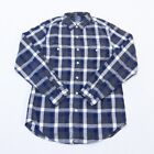 J Crew Flannel Shirt Mens M Blue Plaid Button Up Long Sleeve E1316 Cotton