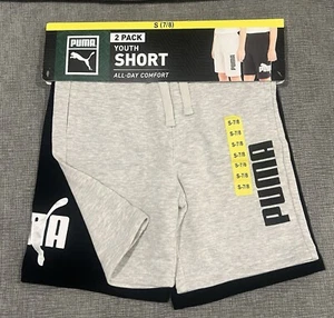 New Puma Boys 2- Pack Shorts Black/Gray Color Size S-7/8 - Picture 1 of 1