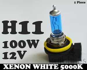 1 x H11 12V 100W Xenon White 5000k Halogen Blue Car Head Light Lamp Globes Bulbs - Picture 1 of 9