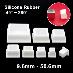 Silicone Rubber Square Hole Plugs Tube Inserts Bungs Stopper White 9.6-50.6mm - Picture 1 of 9