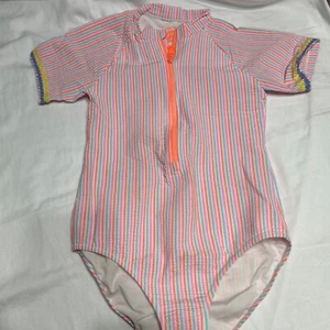 JCrew Crewcuts UPF 50+ Striped One-Piece Swimsuit w/ Zipper Closure, Sz 12, NWOT - Picture 1 of 4